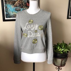 Lazy Daisy cropped crew neck sweater